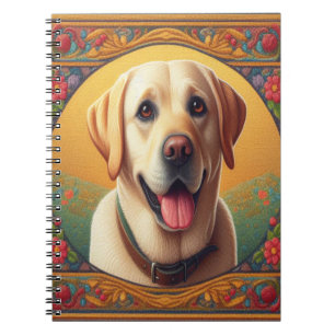 Floral Labrador Retriever Colourful Border Dog Notebook