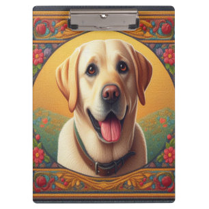 Floral Labrador Retriever Dog Colourful Border Clipboard