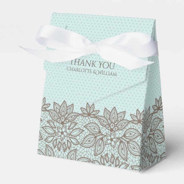 Floral Lace and Polka Dots Favour Gift Box (Front Side)