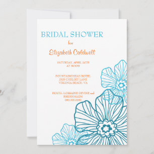 Floral Lace Bridal Shower Invitation   teal