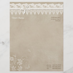 Floral Lace Butterfly Wedding Letterhead