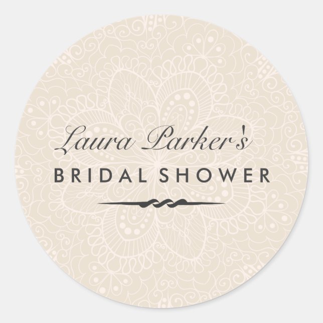 Floral Lace | Cream Bridal Shower Sticker (Front)
