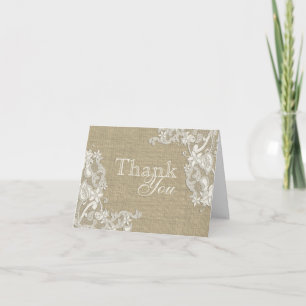 Floral Lace Design and Burlap Thank You
