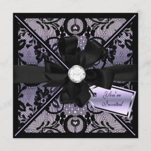 Floral Lace Invite with Diamond Bow