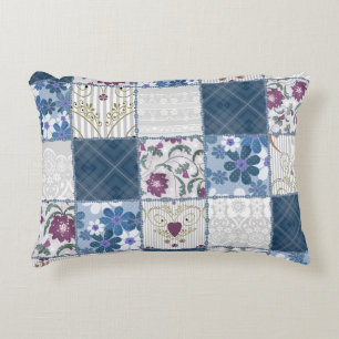 Floral Lace: Patchwork Seamless Background. Accent Pillow