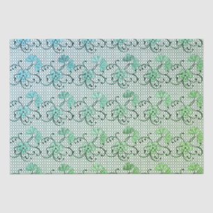 Floral Lace Pattern Blue And Green Tissue Paper