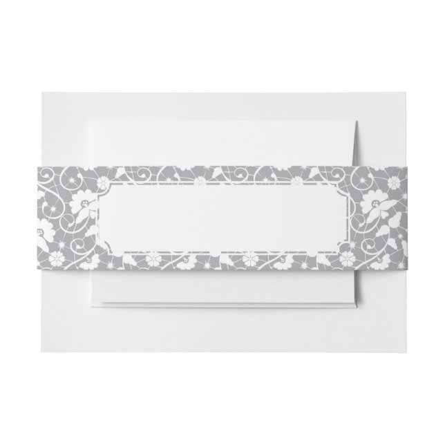 Floral Lace Pattern Invitation Belly Band (Front Example)