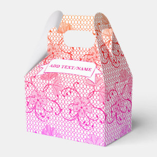 Floral Lace Pattern Pink and Orange Custom Favor Box