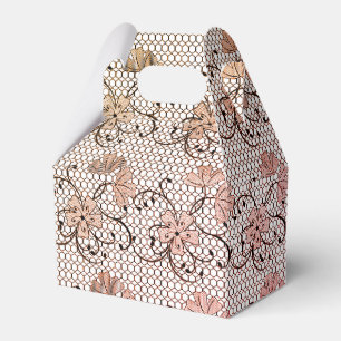 Floral Lace Pattern Pink Favor Box