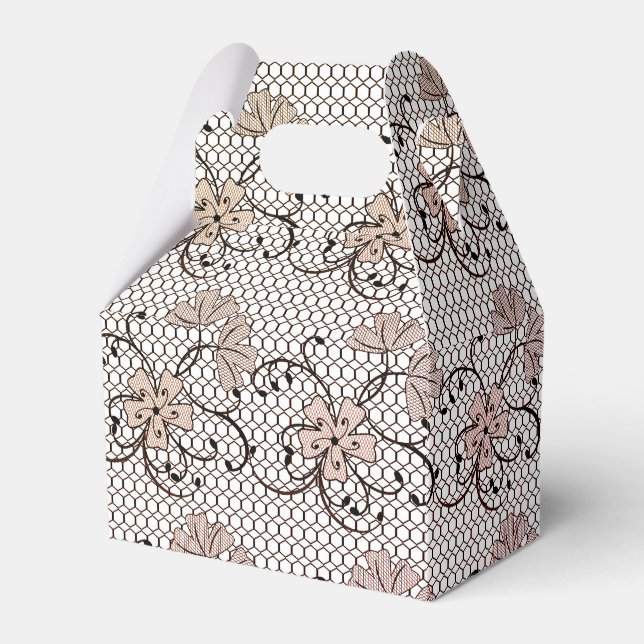 Floral Lace Pattern Pink  Favor Box (Front Side)