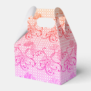 Floral Lace Pattern Shades of Pink and Orange Favor Box