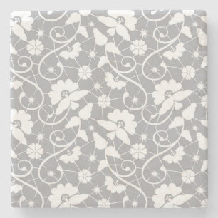 Floral Lace Pattern Stone Coaster