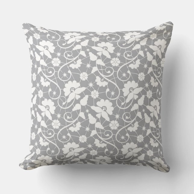 Floral Lace Pattern Throw Pillow (Front)
