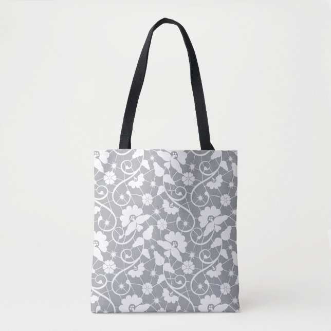 Floral Lace Pattern Tote Bag (Front)