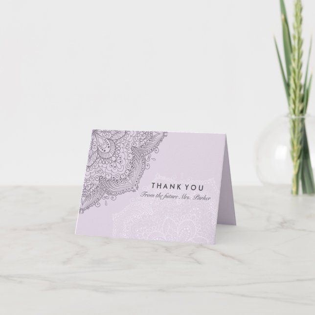 Floral Lace | Purple Thank You Card (Front)