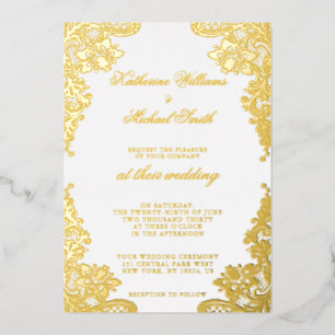 Floral Lace Wedding Real Gold Foil