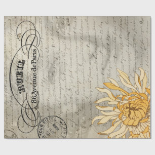 Floral Lady Decoupage Poster Wrapping Paper