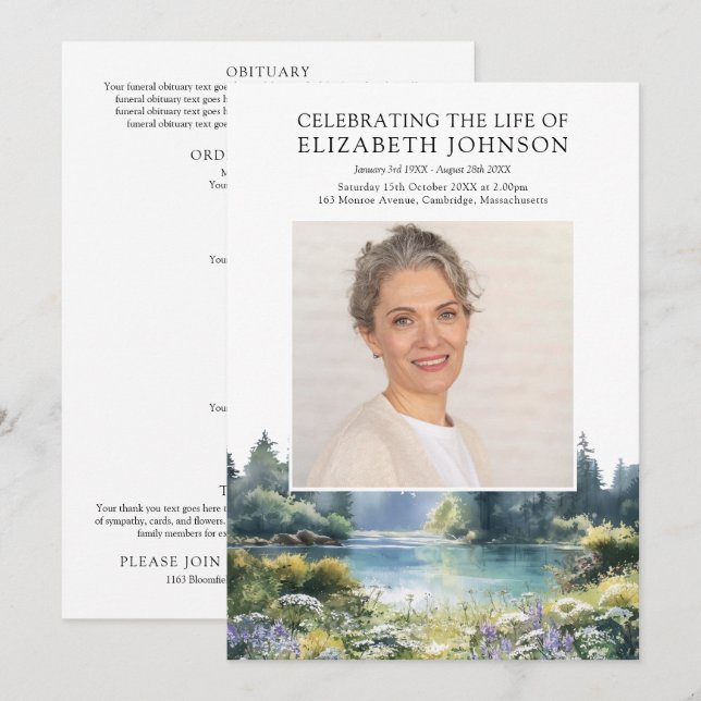 Floral Lake Memorial Funeral Order Of Service Program (Front/Back)