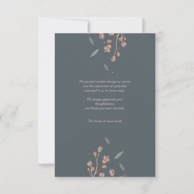 Floral Lamentation Sympathy Thank You Card (Front)