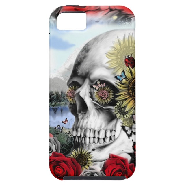Floral landscape skull Case-Mate iPhone case (Back)