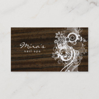 Floral Landscaping Business Card Wood Dark