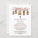 Floral Lanterns Baby Baptism & Brunch Invitation<br><div class="desc">Fully customize this invitation to honor your baby's baptism or christening or her first communion.
See more designs at www.paintthedaydesigns.com</div>