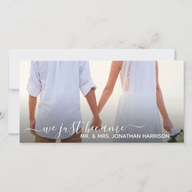 Floral Lanterns Mr Mrs Photo Just Married Website Announcement (Front)