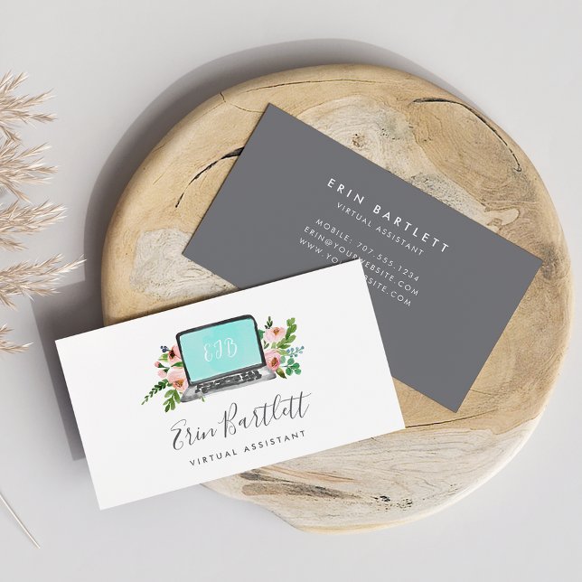 Floral Laptop | Virtual Assistant Business Card (Creator Uploaded)