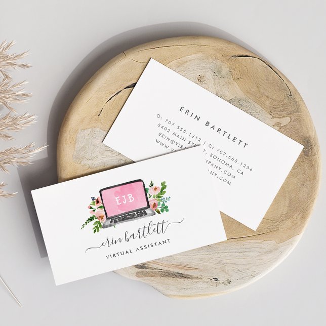 Floral Laptop | Virtual Assistant Business Card (Creator Uploaded)