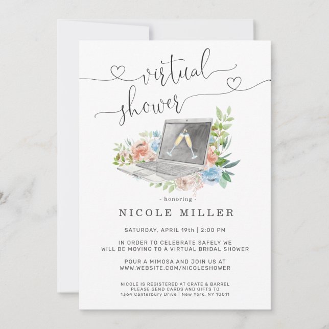 Floral Laptop | Virtual Bridal Shower Invitation (Front)