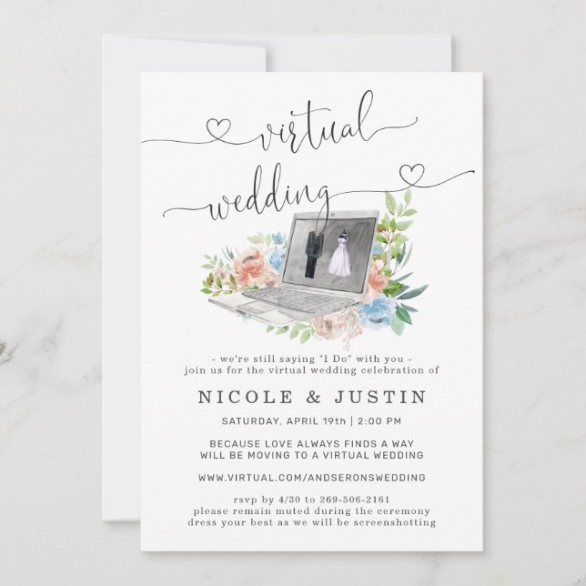 Floral Laptop | Virtual Wedding Invitation (Front)