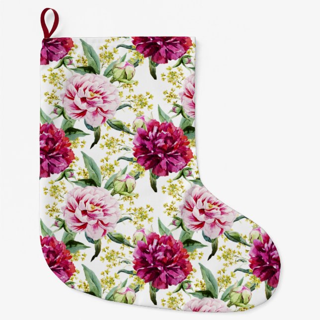 Floral Large Christmas Stocking (Front)