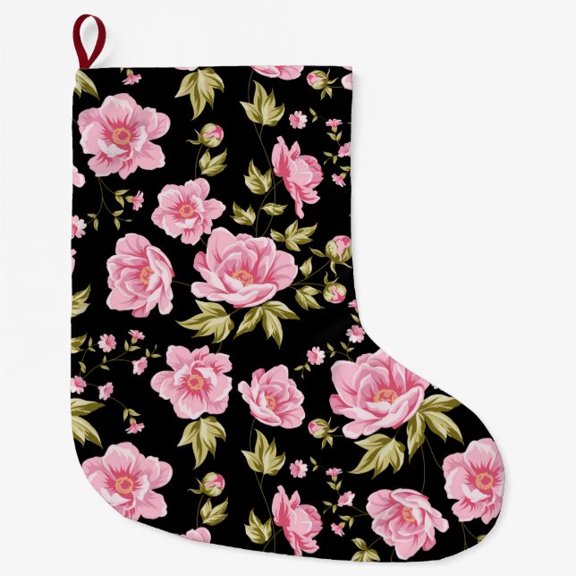Floral Large Christmas Stocking (Front)