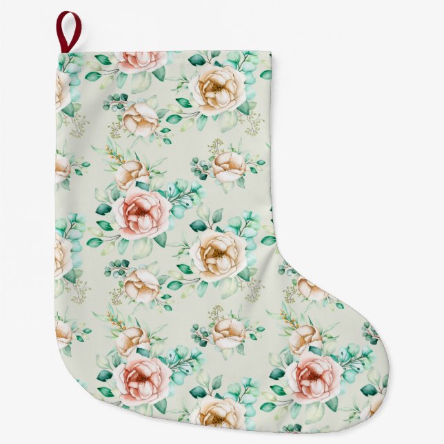 Floral Large Christmas Stocking (Front)