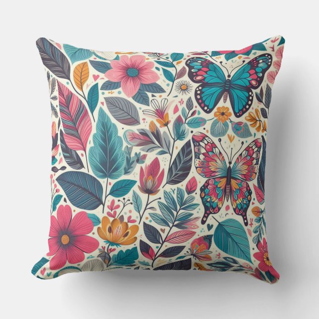 Floral Large Throw Pillow (Front)