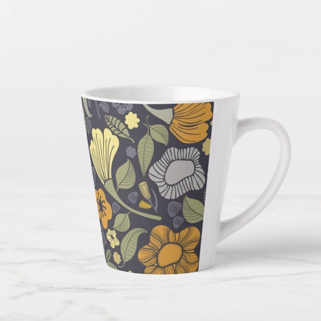 Floral Latte Mug Dark Background (Right)