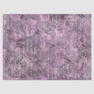 Floral Lavender and Grey Cursive Decoupage Tissue Paper