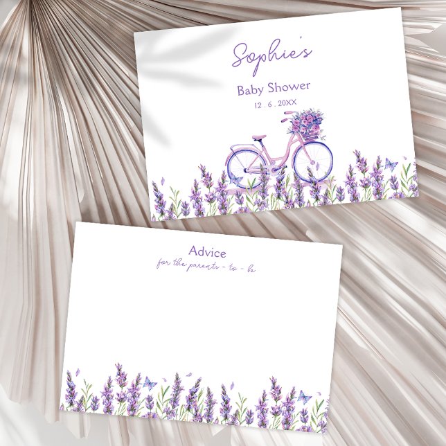 Floral Lavender Bicycle Baby Shower Advice Card (Creator Uploaded)