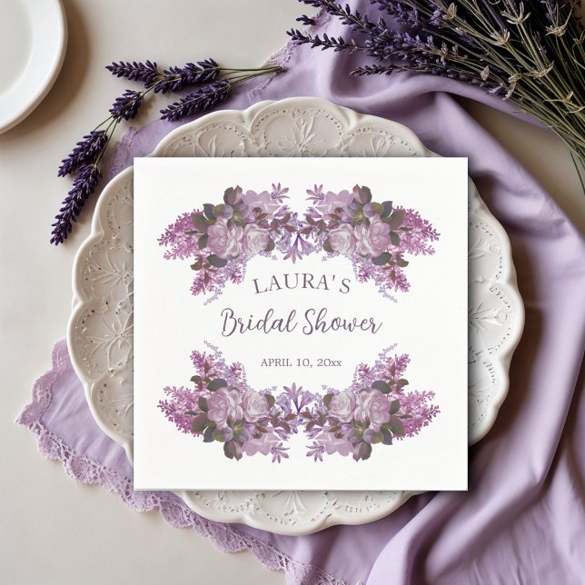 Floral Lavender  Bridal Shower  Napkin (Creator Uploaded)