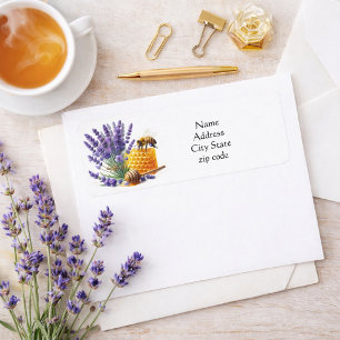 Floral Lavender Honey Bee Return Address Label