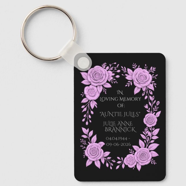 FLORAL LAVENDER. IN LOVING MEMORY KEEPSAKE,  KEYCHAIN (Front)