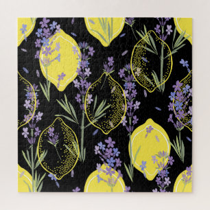 Floral Lavender Lemons Vintage Illustration Jigsaw Puzzle