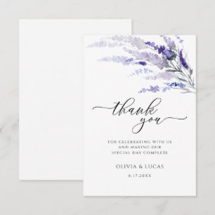 Floral Lavender Lilac Botanical Wildflower Wedding Thank You Card