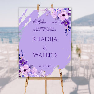Floral Lavender Lilac Muslim Nikkah Affiche de bie