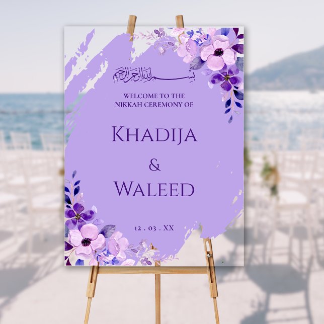 Floral Lavender Lilac Muslim Nikkah Affiche de bie (Créateur téléchargé)