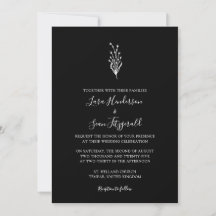 Floral Lavender Modern Minimalist Black