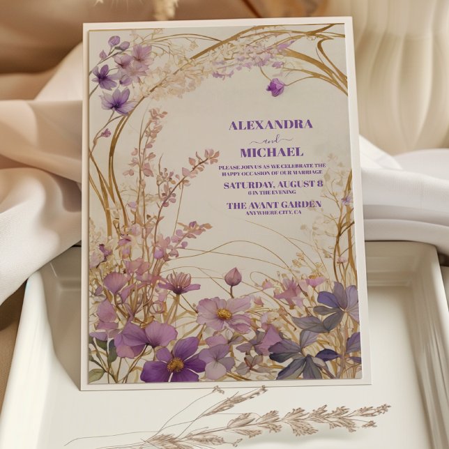 Floral lavender purple watercolor wedding  invitation (Creator Uploaded)