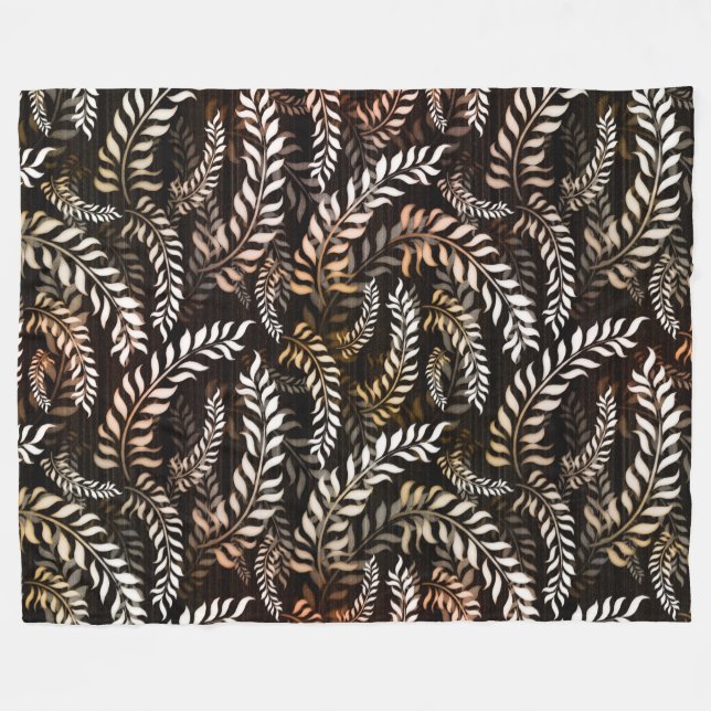 Floral Leaf Fleece Blanket (Front (Horizontal))