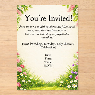 Floral Leaf & Grass Invitation Card 