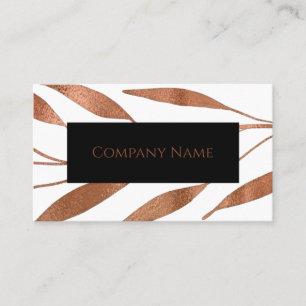 Floral Leaf Rose Copper Foil Elegant Business Card